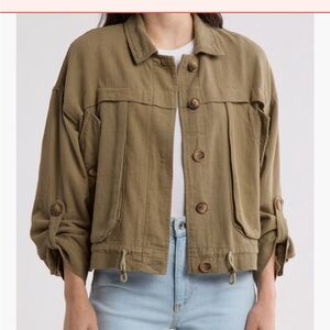 NWT BLANKNYC linen Utility Jacket With Pockets XS